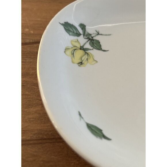 Vintage KPM Krister Germany Porcelain Small Oval Platter Yellow Rose #674 11 x 8